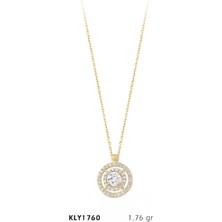 Harem Altın 14 Ayar Taşlı Çift Halka Kolye KLY1760