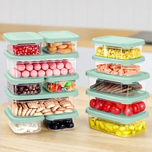 Meleni Home 13'lü Dikdörtgen Erzak Saklama Kabı Seti - Mikrodalgaya Uygun Düzenleyici Organizer Erzak Kabı Yeşil