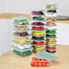 Meleni Home 28'li Dikdörtgen Erzak Saklama Kabı Seti - Mikrodalgaya Uygun Düzenleyici Organizer Erzak Kabı Yeşil