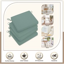 Monolisse Canvas 4 'lü Cam Yeşili  Sıvı Geçirmez Leke Tutmaz Fermuarlı Bağcıklı Sandalye Minderi 40 x 40 cm