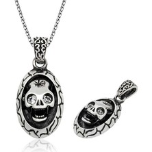 Tesbihayal Gümüş Kurukafa Erkek Kolye