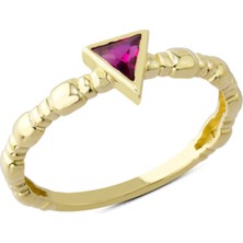 Harem Altın 14 Ayar Altın Üçgen Mor Taşlı Yüzük YZK118B