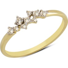 Harem Altın 14 Ayar Altın Mini Taşlı Minimal Yüzük YZK019