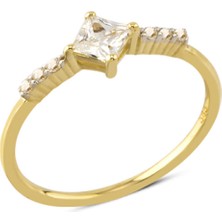 Harem Altın 14 Ayar Altın Dörtgen Taşlı Yüzük YZK105