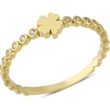 Harem Altın 14 Ayar Altın Yoncalı Mini Toplu Yüzük YZK142