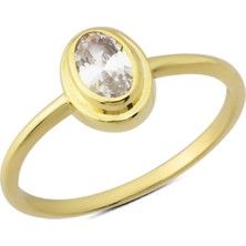 Harem Altın 14 Ayar Altın Sıvamalı Oval Taşlı Yüzük YZK231