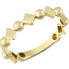 Harem Altın 14 Ayar Altın Top ve Dörtgen Sıra Motifli Yüzük YZK269