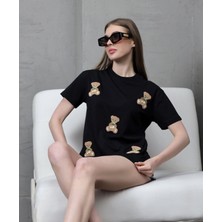 ribana Genç Kadın Ayıcık Süzene Nakışlı T-Shirt