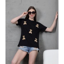 ribana Genç Kadın Ayıcık Süzene Nakışlı T-Shirt