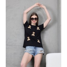 ribana Genç Kadın Ayıcık Süzene Nakışlı T-Shirt