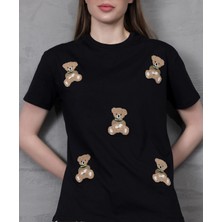 ribana Genç Kadın Ayıcık Süzene Nakışlı T-Shirt