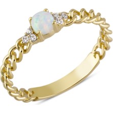 Harem Altın 14 Ayar Altın Beyaz Taşlı Zincir Yüzük YZK348