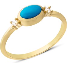 Harem Altın 14 Ayar Altın Çift Taşlı Sıvamalı Yüzük YZK377A