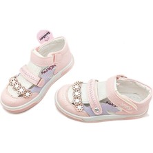 Şirin Genç  Pembe Renk Cırtlı Ortopedik Kız Çocuk Sandalet