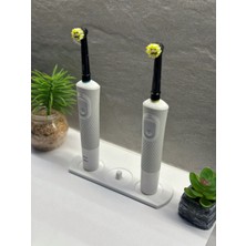 Şarjlı ve Pilli Diş Fırçalık Tutucu Stand 3 Bölmeli Beyaz