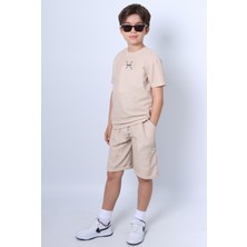 Erkek Çocuk Şortlu Takım Baskılı Duble Paça F22
