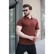 Kiremit  Polo Yaka Triko Erkek Tişört E7417