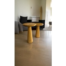 Simillo Home & Living Wood Ahşap 2'li Set Konik Model Mantar Yan Sehpa Modern Fiskos / Tütün Renk / Zigon Sehpa Vernikli