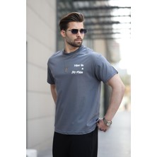 Füme Baskılı Basic Erkek Tişört E7150