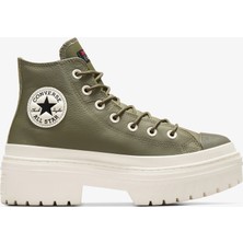 Converse Chuck Taylor All Star Lugged Heel Kadın Yeşil Deri Platform Bot.306