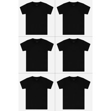 Erkek Çocuk Siyah Sıfır Yaka Fanila Kısa Kol Tişört 6 Adet %100 Pamuklu