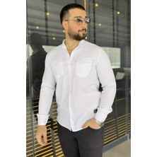 Mishar İtalia Erkek Çift Cepli Amblem Detaylı Uzun Kol Gömlek P-00015050