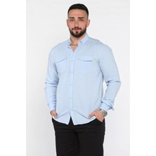 Mishar İtalia Erkek Çift Cepli Amblem Detaylı Uzun Kol Gömlek P-00015050