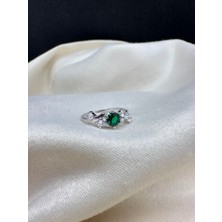 Ithal Yeşil Tek Taşlı Kadın Gümüş Yüzük