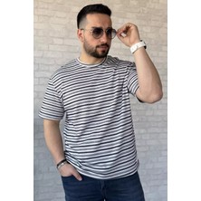 Mishar İtalia Bisiklet Yaka Çizgi Desenli Erkek Tişört P-00015553