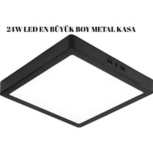 30 x 30 24W Büyük Boy Siyah Kasa LED Panel Avize Armatür Salon Banyo, Balkon, Tuvalet ve Wc Lambası