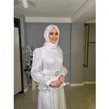 CLİO ORGANZE KOLLU ŞİFON ETEKLİ KEMERLİ TAKIM