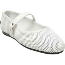 Mammamia D25YA-7085 Günlük Beyaz Kadın Babet