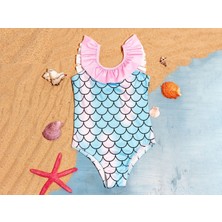 Kız Çocuk Kolları Fırfırlı Deniz Kızı Mayo (1 Yaş Büyük Almanız Tavsiye Edilir)