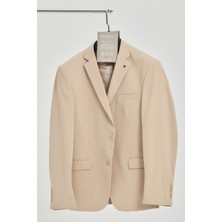 Frappoli Baselna Erkek Kahve Esneyen Likralı Kumaşlı Tam Astarlı Slim Fit Mono Yaka Dar Kesim  Blazer Ceket