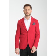 Frappoli Baselna Erkek Kahve Esneyen Likralı Kumaşlı Tam Astarlı Slim Fit Mono Yaka Dar Kesim  Blazer Ceket