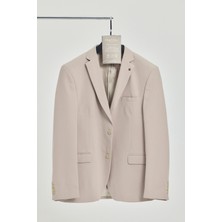 Frappoli Baselna Erkek Kahve Esneyen Likralı Kumaşlı Tam Astarlı Slim Fit Mono Yaka Dar Kesim  Blazer Ceket