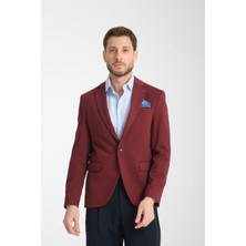 Frappoli Baselna Erkek Kahve Esneyen Likralı Kumaşlı Tam Astarlı Slim Fit Mono Yaka Dar Kesim  Blazer Ceket