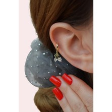 Sacce Scarves & Accessories Zirkon Kalp Taşlı Kiraz Charm Halka Piercing – 14K Gold Renk | Helix, Kıkırdak, Lob Uyumlu | Tekli