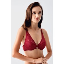 New Bra Bordo Desteksiz Dantelli Sütyen