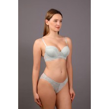 New Bra Açık Yeşil Kadın Destekli Sütyen Külot Takım