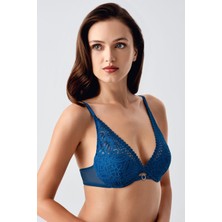New Bra Petrol Desteksiz Dantelli Sütyen