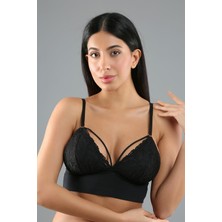New Bra Siyah Bralet Sütyen Normal Kalıp ile Konforlu Tasarımda Gün Boyu Destek Sağlar