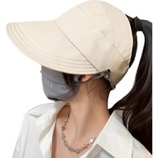 1 Adet Kadın Geniş Kenarlı Uv Korumalı Güneş Şapkası – Nefes Alabilen Açık Üst Tasarım | Şık Yaz & Plaj Aksesuarı | Kuyruklu Saçlar Için Uygun | Polyester