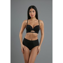 New Bra Siyah Kadın Desteksiz Sütyen Külot Takım