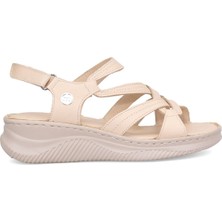 Mammamia D25YS-2265 Kadın Dolgu Topuk Sandalet Bej
