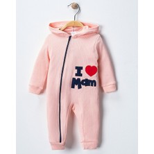 I Love Mom Baskılı  Fitilli Kapüşonlu Tulum