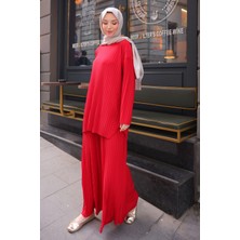 İmaj Butik Gül Kurusu Piliseli Sandy Tunik Pantolon Takım