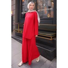 İmaj Butik Gül Kurusu Piliseli Sandy Tunik Pantolon Takım