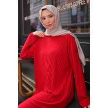 İmaj Butik Gül Kurusu Piliseli Sandy Tunik Pantolon Takım