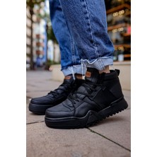 Pabucmarketi Bağcıklı Erkek Sneaker Bot Siyah Siyah